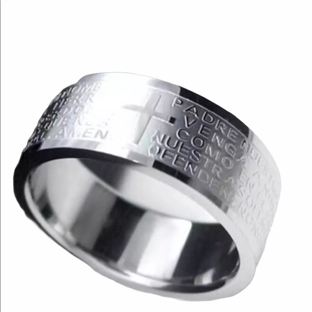 STAINLESS STEEL PADRE NUESTRO RING